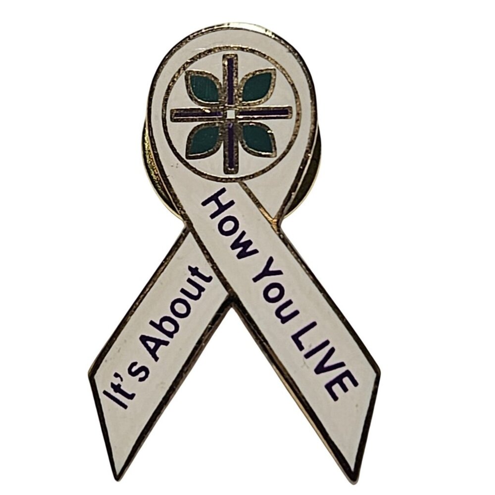 Gold White Awareness Ribbon Lapel Pin Its About How You Live Fashion Jewelry